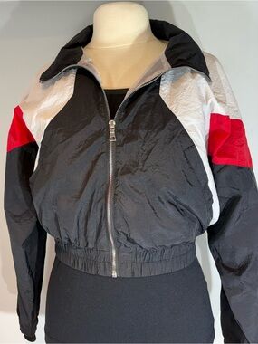 U2B Vintage 90s Colorblock Cropped Windbreaker Jacket